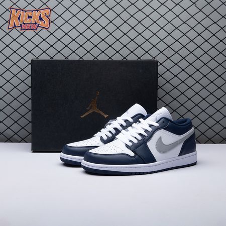 Jordan 1 Low Wolf Grey Midnight Navy 553558-141 Unisex